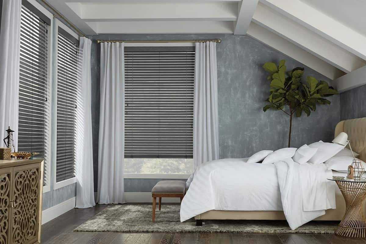 Hunter Douglas Parkland® Wood Blinds faux wood blinds metal blinds window blinds near Richardson, Texas