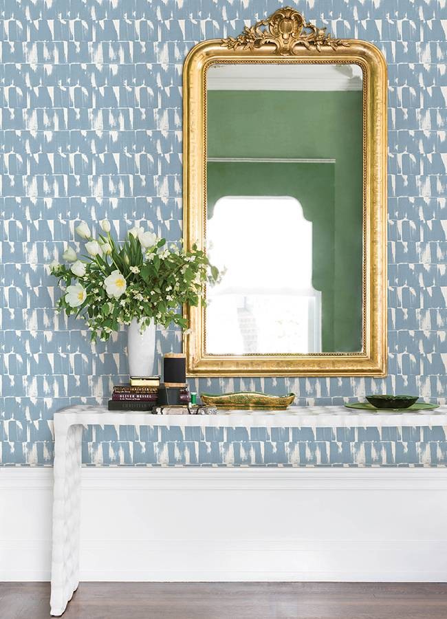 Bancroft Blue Artistic Stripe Wallpaper at Smartlooks Window & Wall Decor near Richardson, Texas (TX)